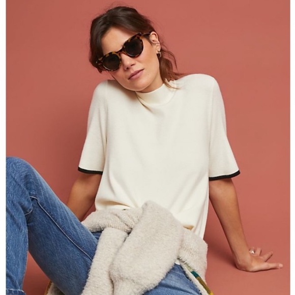 Anthropologie Sweaters - BOGO! Anthropologie Moth Rhiannon Cream Mock Neck Sweater S